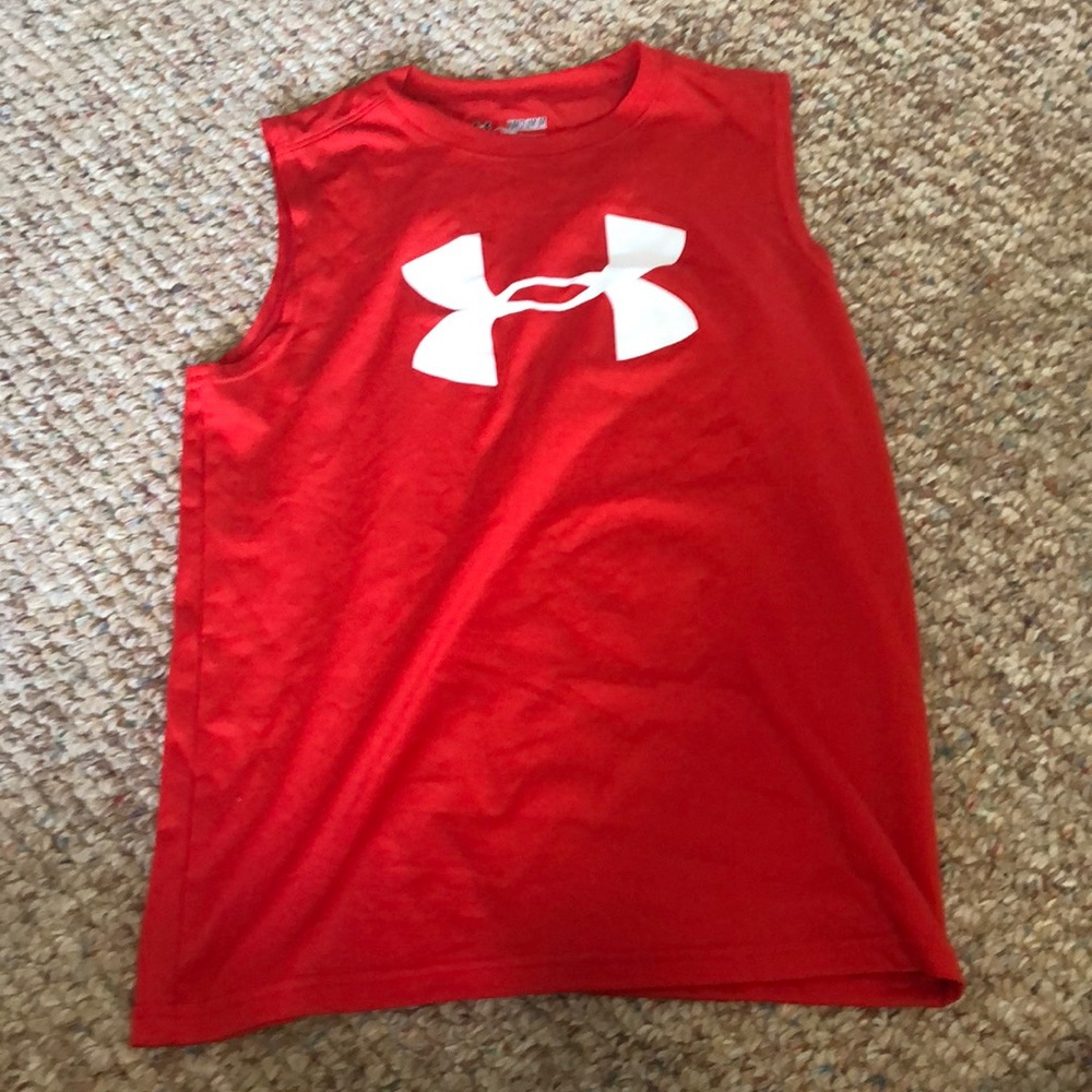 Red under armour muscle shirt!